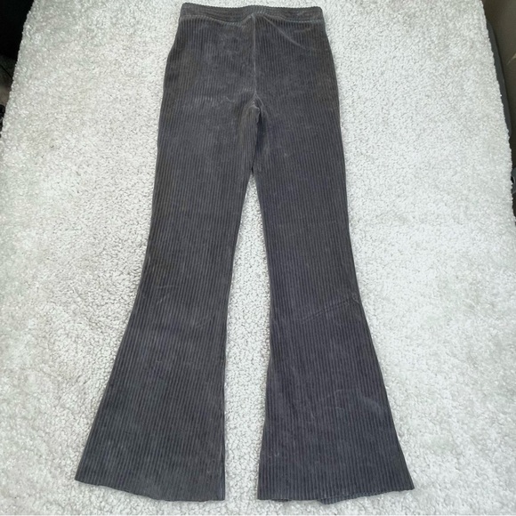 Aerie Gray Ribbed Flare Pants Velour Pull On Med Long ALTERED to 29.5” inseam - Picture 2 of 8